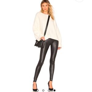 SPANX Black Faux Leather Leggings, Small